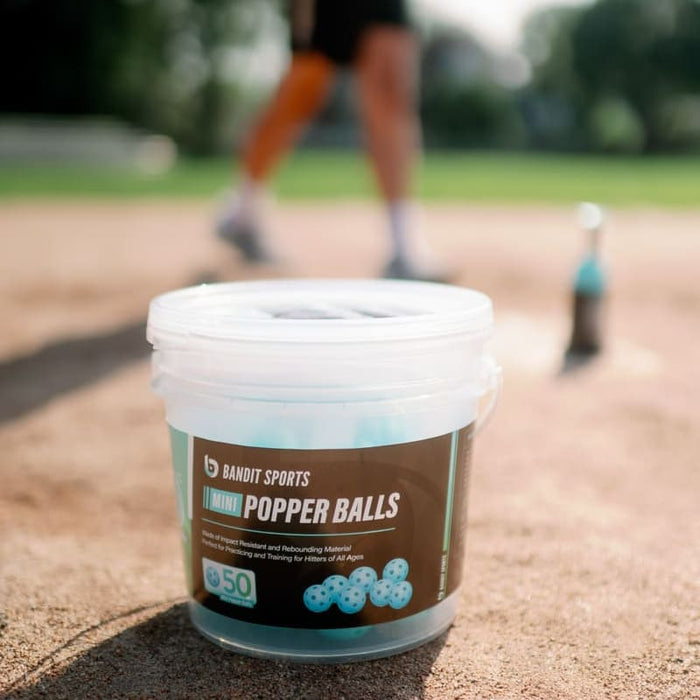 50 Balls Mini Popper Balls Bucket Plate Crate Bandit Sports