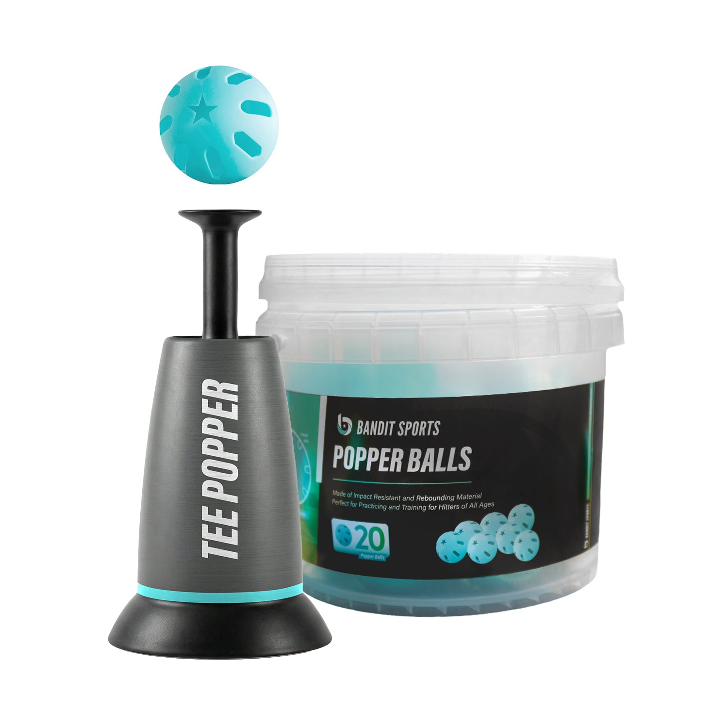 Tea Popper Tee Popper & Tee Popper Balls | Baseball Training Aids | Plate Crate