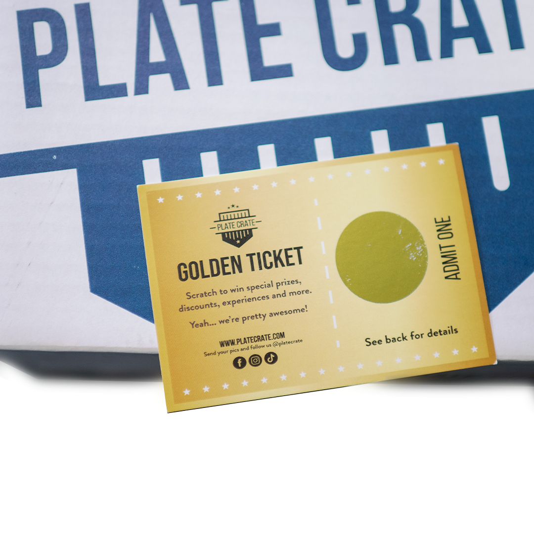 golden ticket, plate crate golden ticket