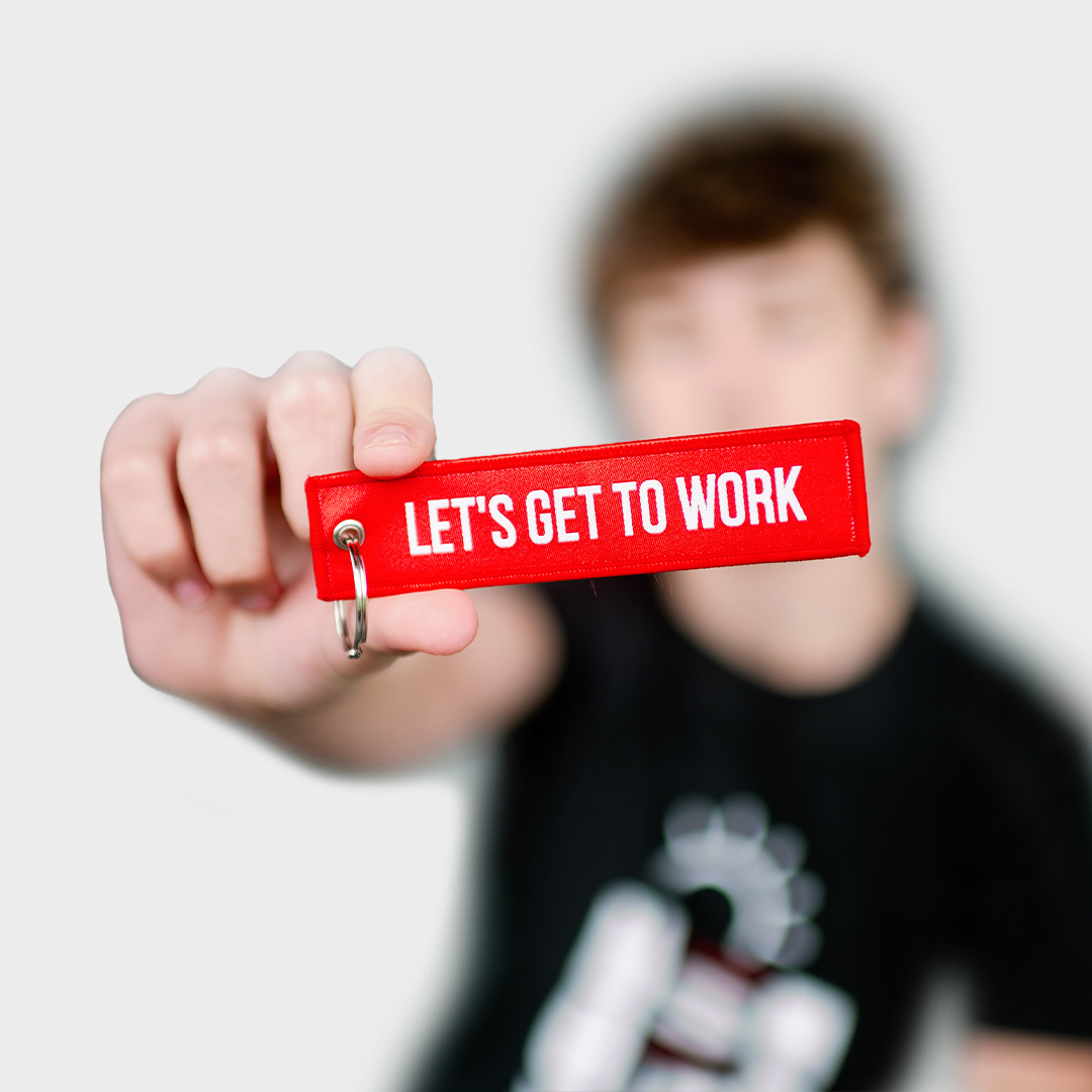 baseball keychain, red keychain
