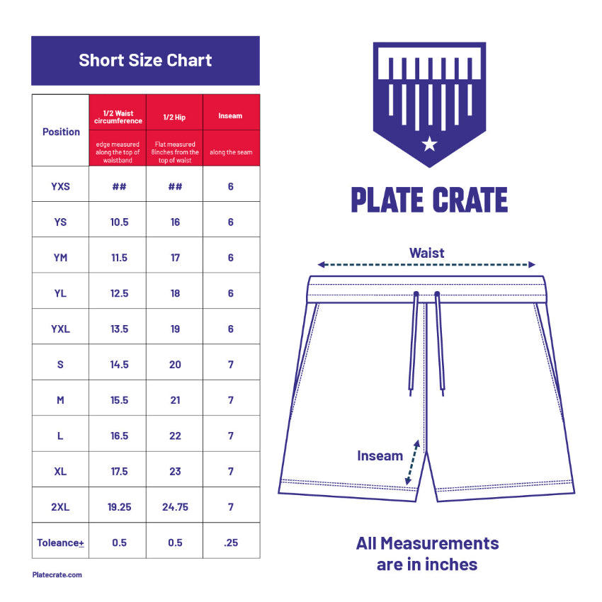 Short Size chart