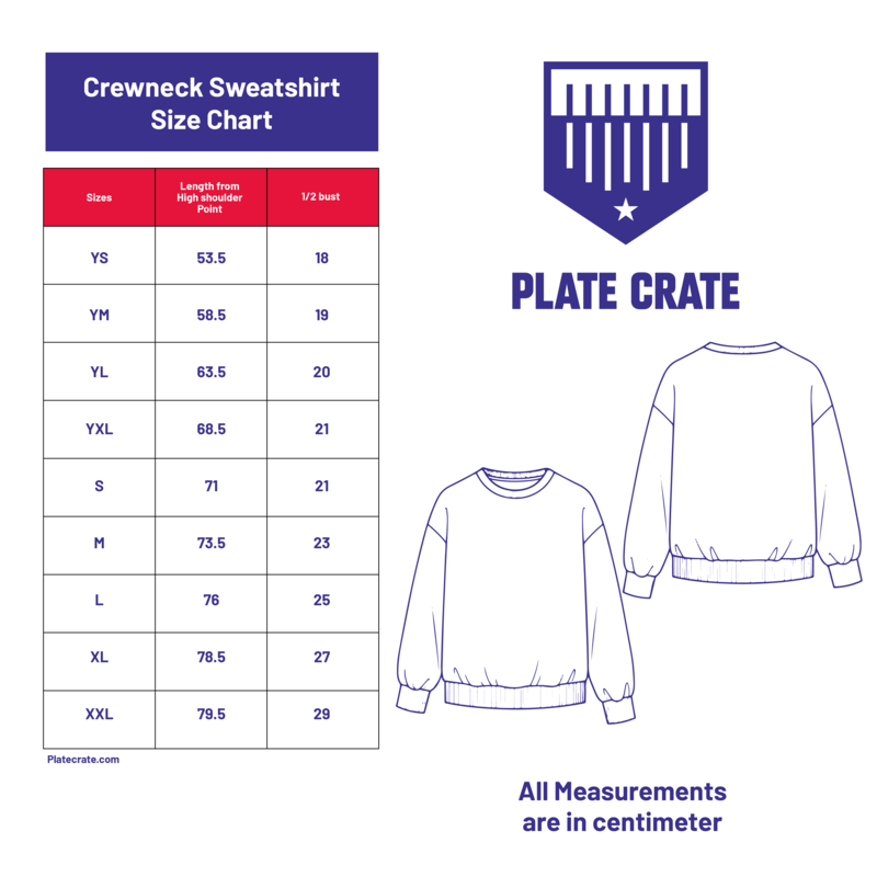 Updated Branding Sizing Chart Crewneck Sweathirt