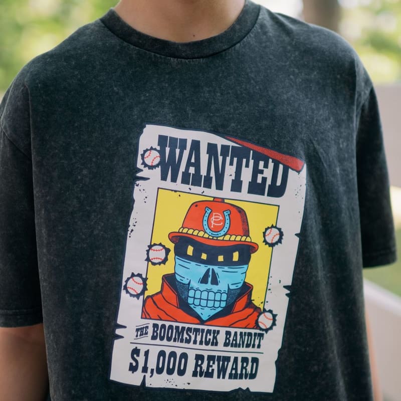 Wanted Stonewash Tee WildWest Plate Crate Bandit Sports