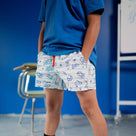 White Doodle Shorts Back2school Plate Crate Bandit Sports