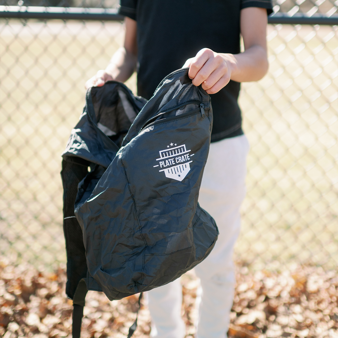Foldable baseball backpack from Plate Crate, baseball backpack for players