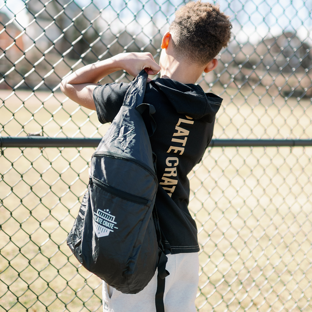 Foldable baseball backpack from Plate Crate