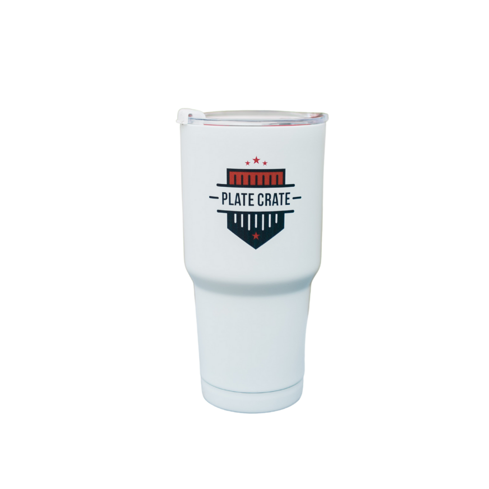 White Plate Crate Tumbler with Plate Crate Logo